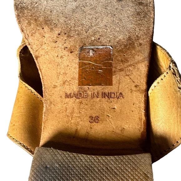 Free People Sant Antoni Sandal Brown Leather Women's 36 US 6.5 Toe Loop Slides - Picture 10 of 14